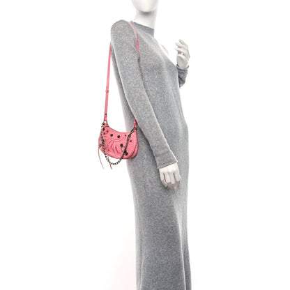 Balenciaga Extra Supple Calfskin Crocodile Embossed Le Cagole Mini Purse With Chain Sweet Pink 2 of 9