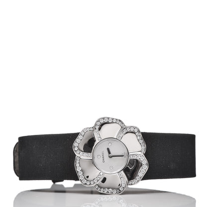 Chanel 18K White Gold Satin Diamond Mother of Pearl 27mm Camellia Quartz Watch 3 of 7
