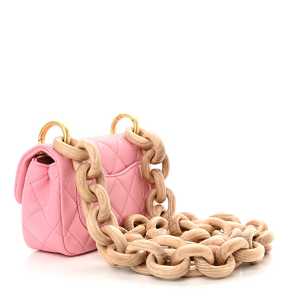 Chanel Lambskin Wenge Quilted Mini Fashion Wood Square Flap Pink 3 of 10