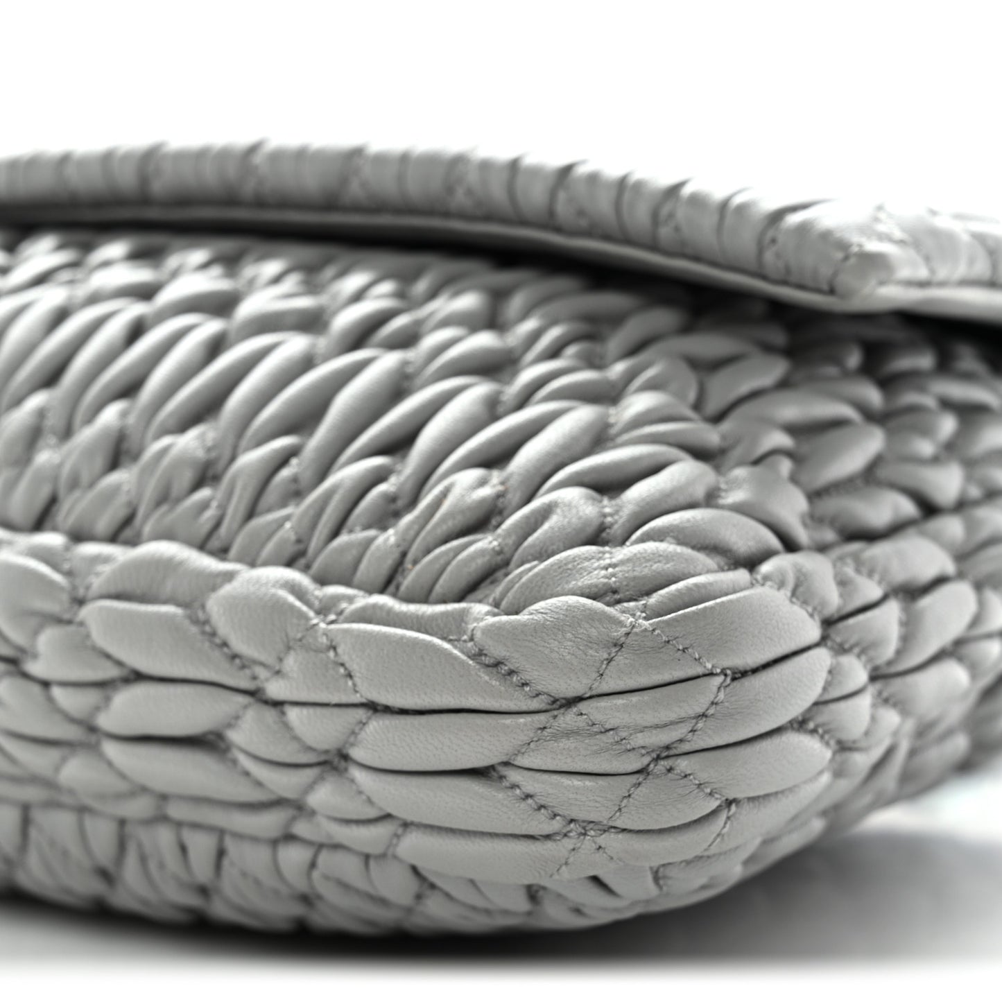 Nappa Matelasse Crystal Flap Clutch Grey