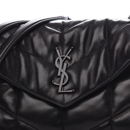 Saint Laurent Lambskin Quilted Small Loulou Puffer Monogram Chain Satchel Black 7 of 9