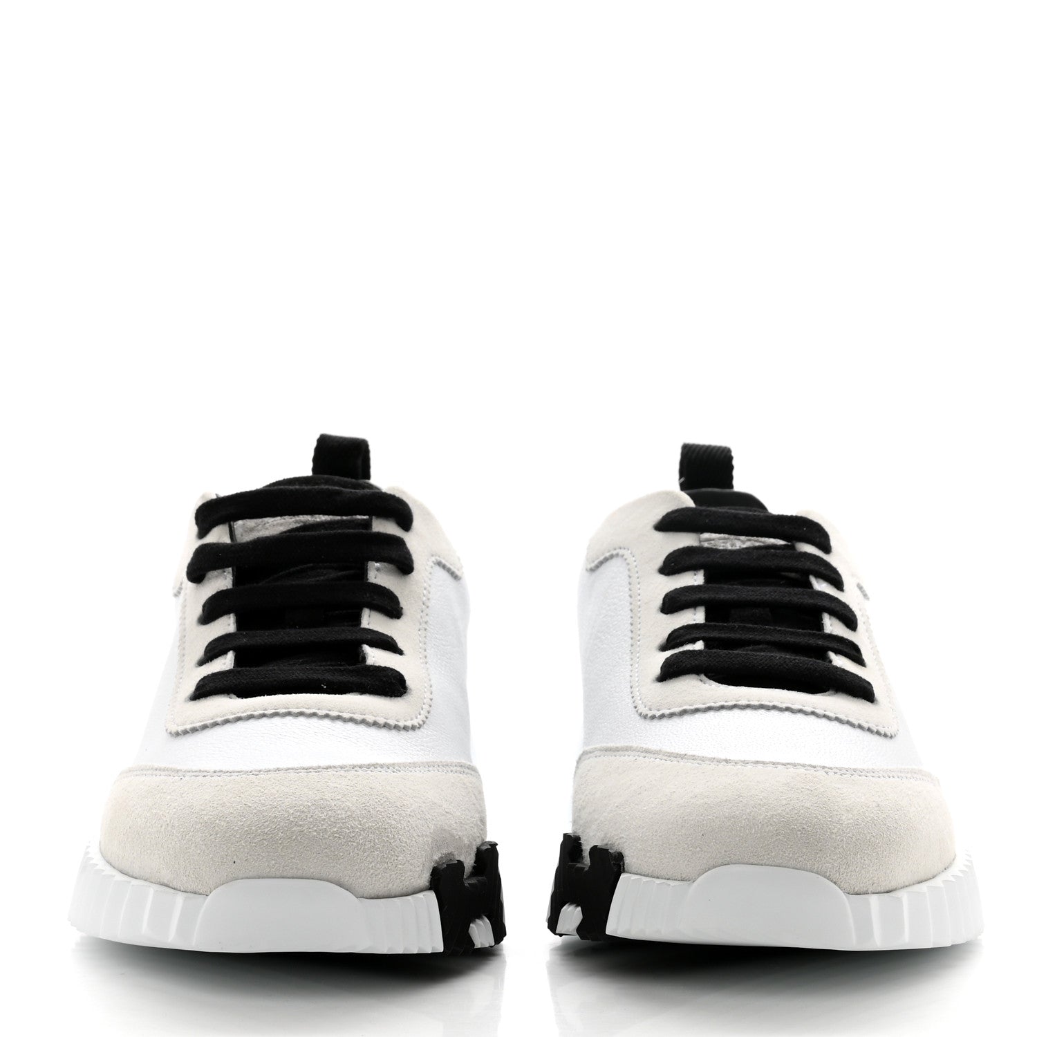 Hermes Goatskin Suede Goatskin Bouncing Sneakers 37 White Black 2 of 8