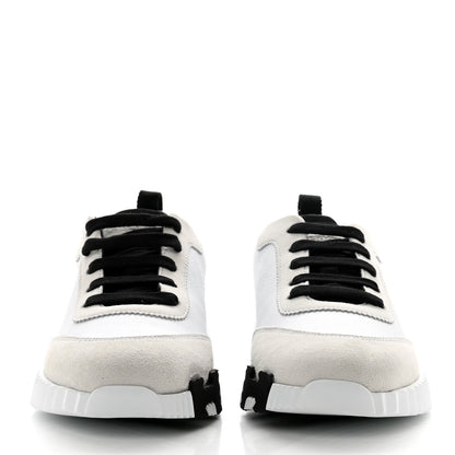 Hermes Goatskin Suede Goatskin Bouncing Sneakers 37 White Black 2 of 8