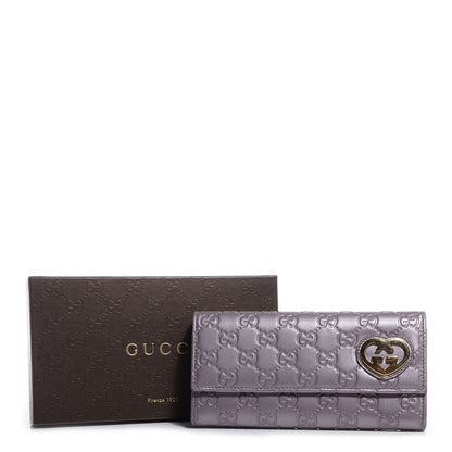 Gucci Metallic Soft Guccissima Lovely Heart Continental Wallet Senanque 7 of 7