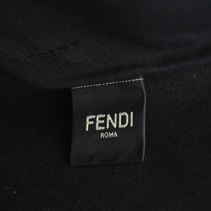 Fendi Glazed Fabric Vitello Century FF 1974 Stamp Patch Large Flat Pouch Mogano Panna Black 6 of 13