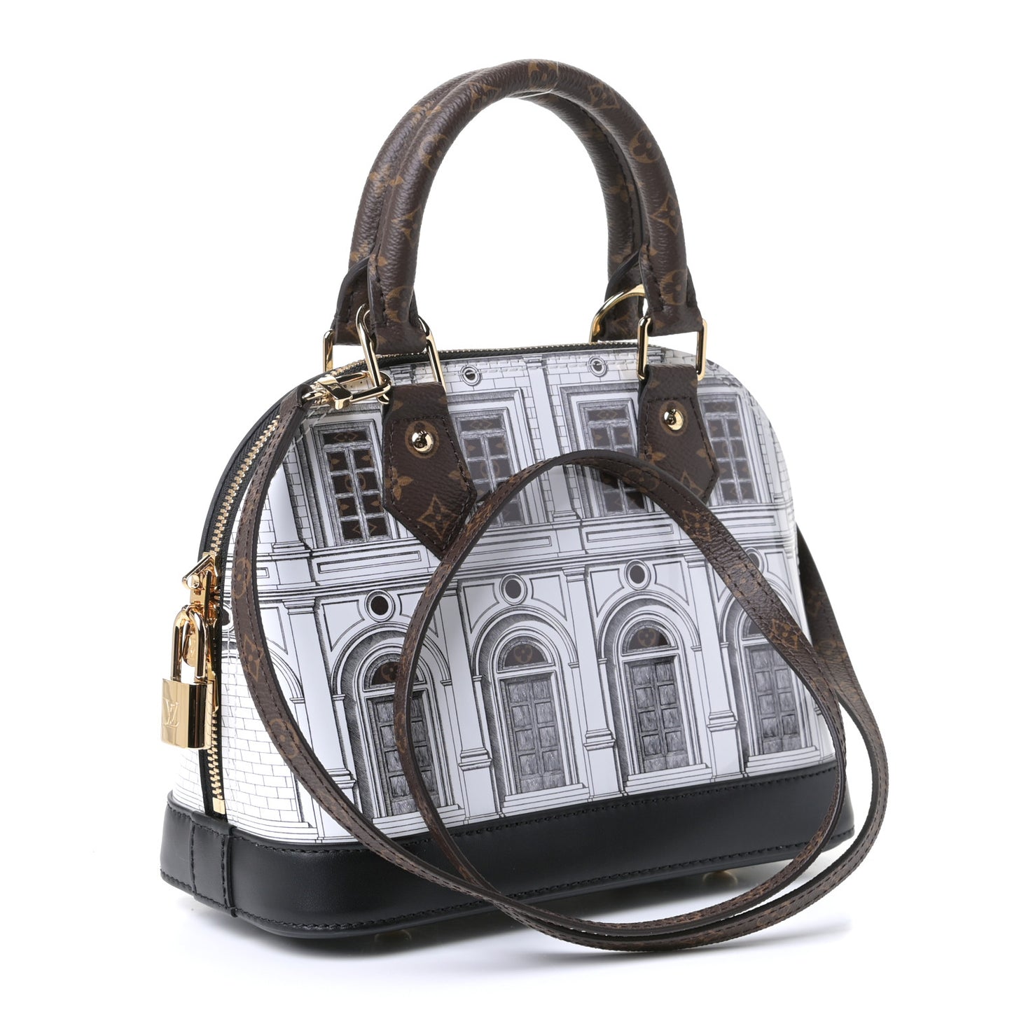 X FORNASETTI Calfskin Architettura Alma BB Black White