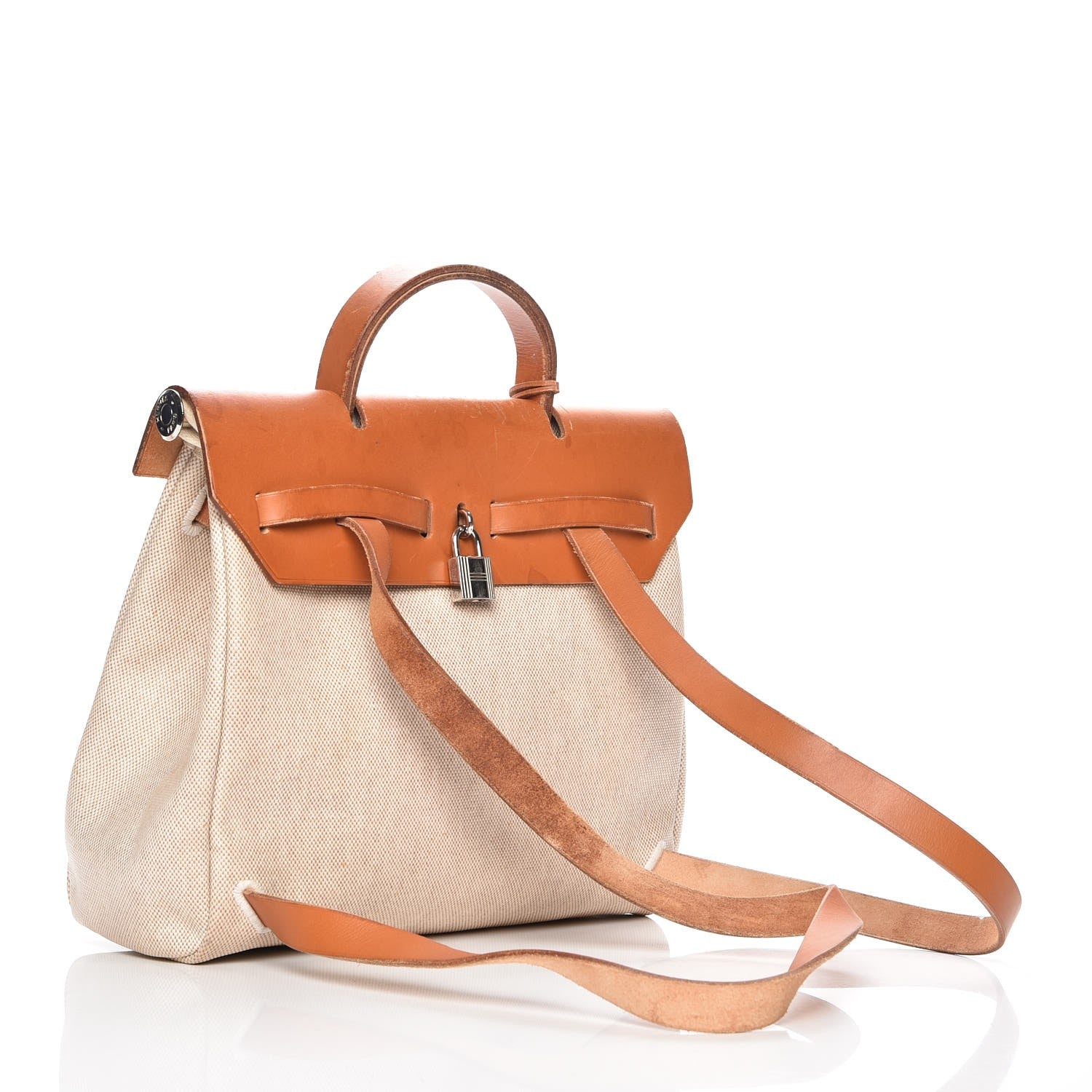Hermes Toile Vache Calfskin Herbag 30 PM Backpack Natural 3 of 15