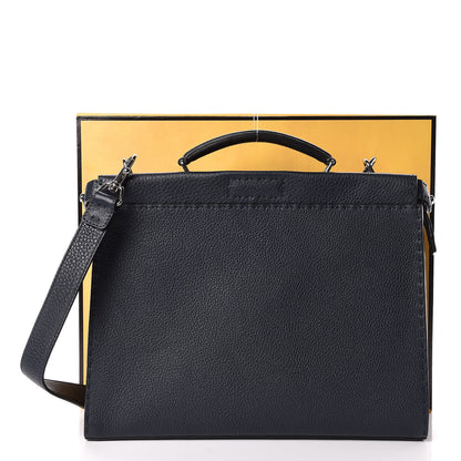 Fendi Cuoio Romano Selleria Bi-Color Large Mens Peekaboo Iconic Essential Satchel Lavagna Blue Royal 12 of 12