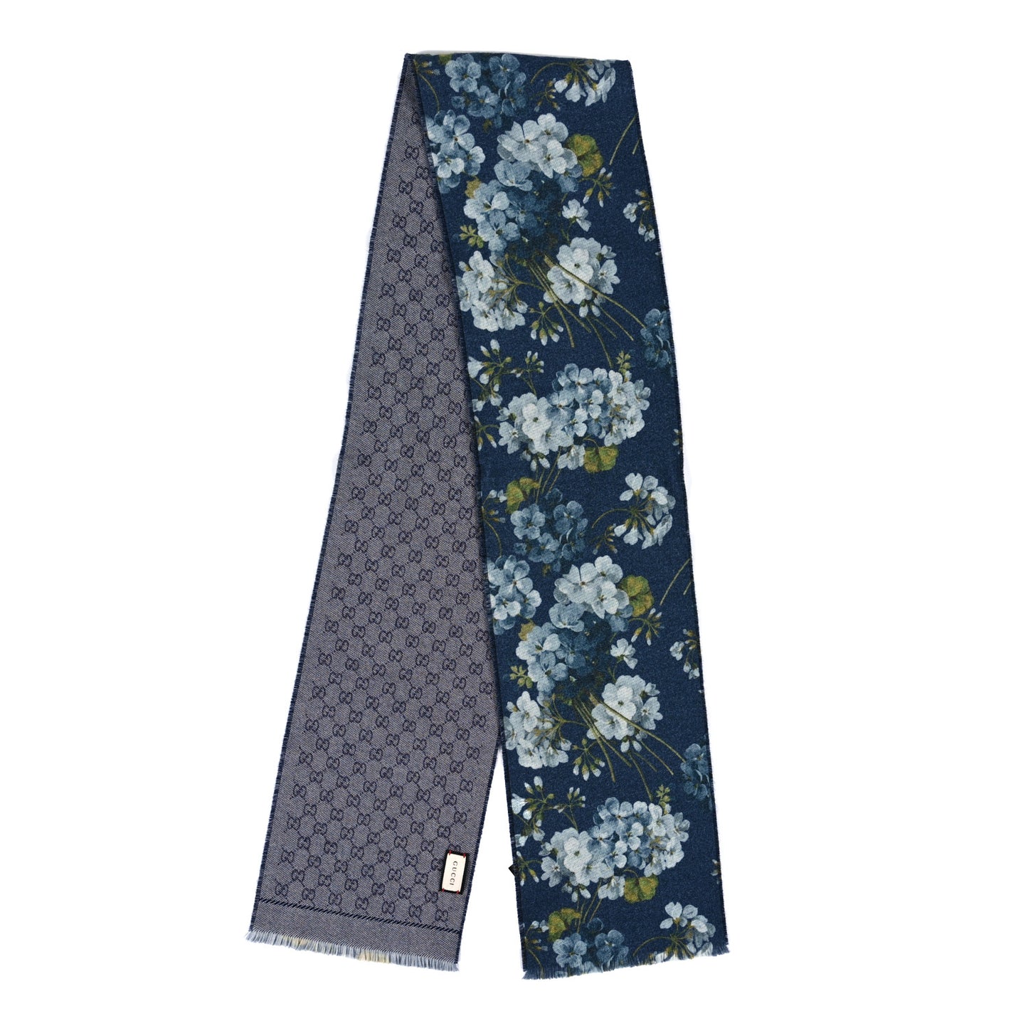 Wool Jacquard GG Monogram Miniorophin Scarf Midnight Blue Sky Blue