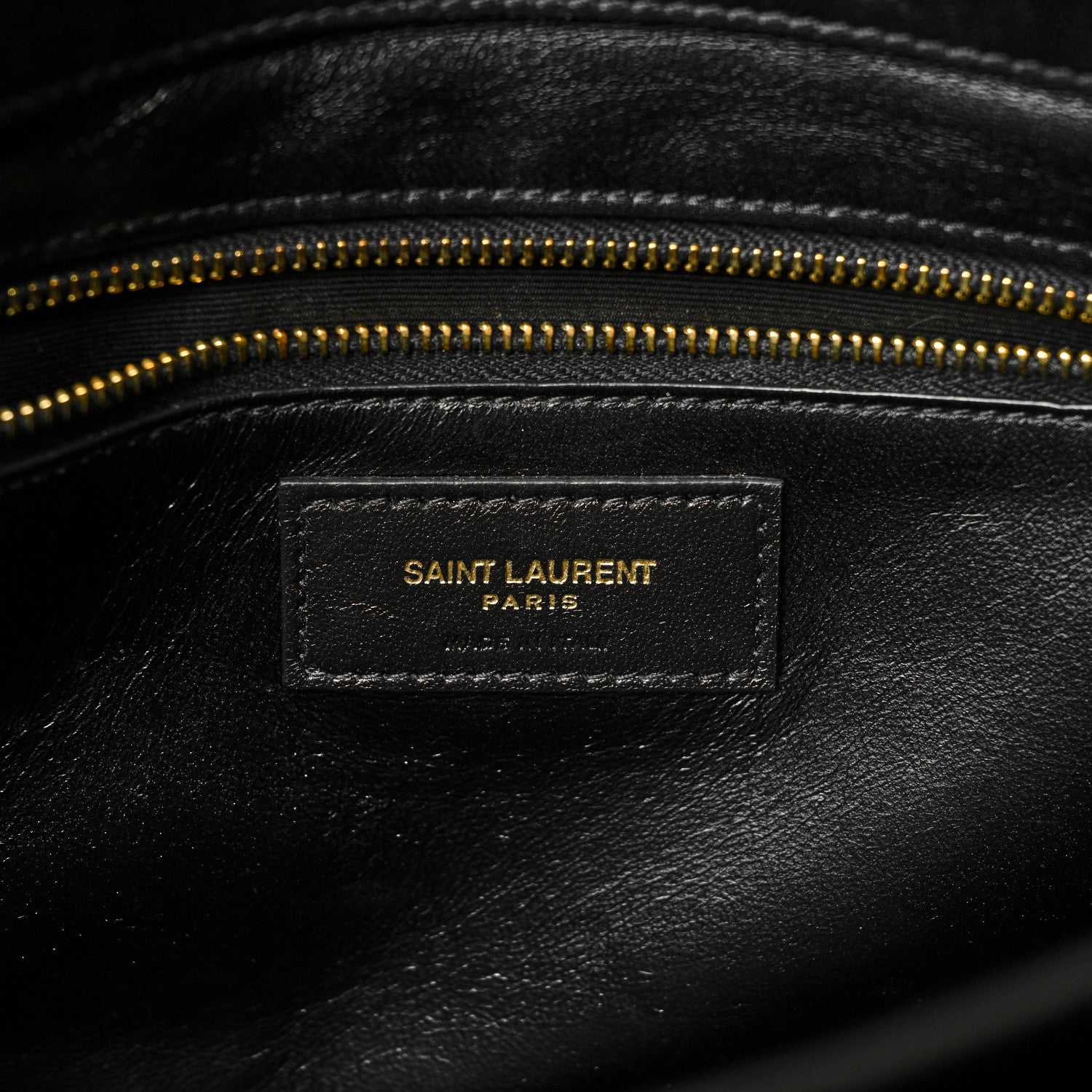 Saint Laurent Calfskin Crocodile Embossed Gaby Satchel Black 6 of 11