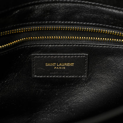 Saint Laurent Calfskin Crocodile Embossed Gaby Satchel Black 6 of 11