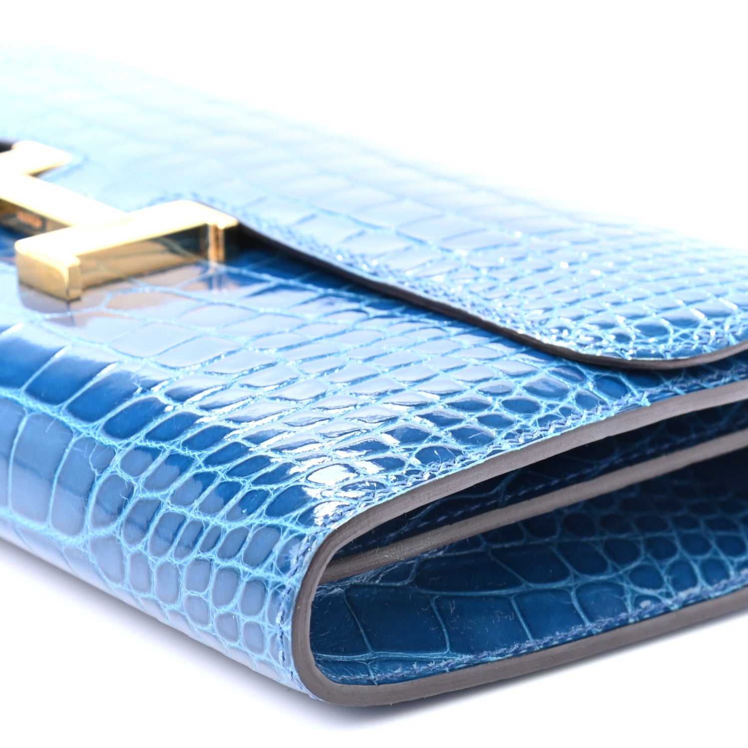 Hermes Shiny Alligator Constance Wallet Mykonos 9 of 9