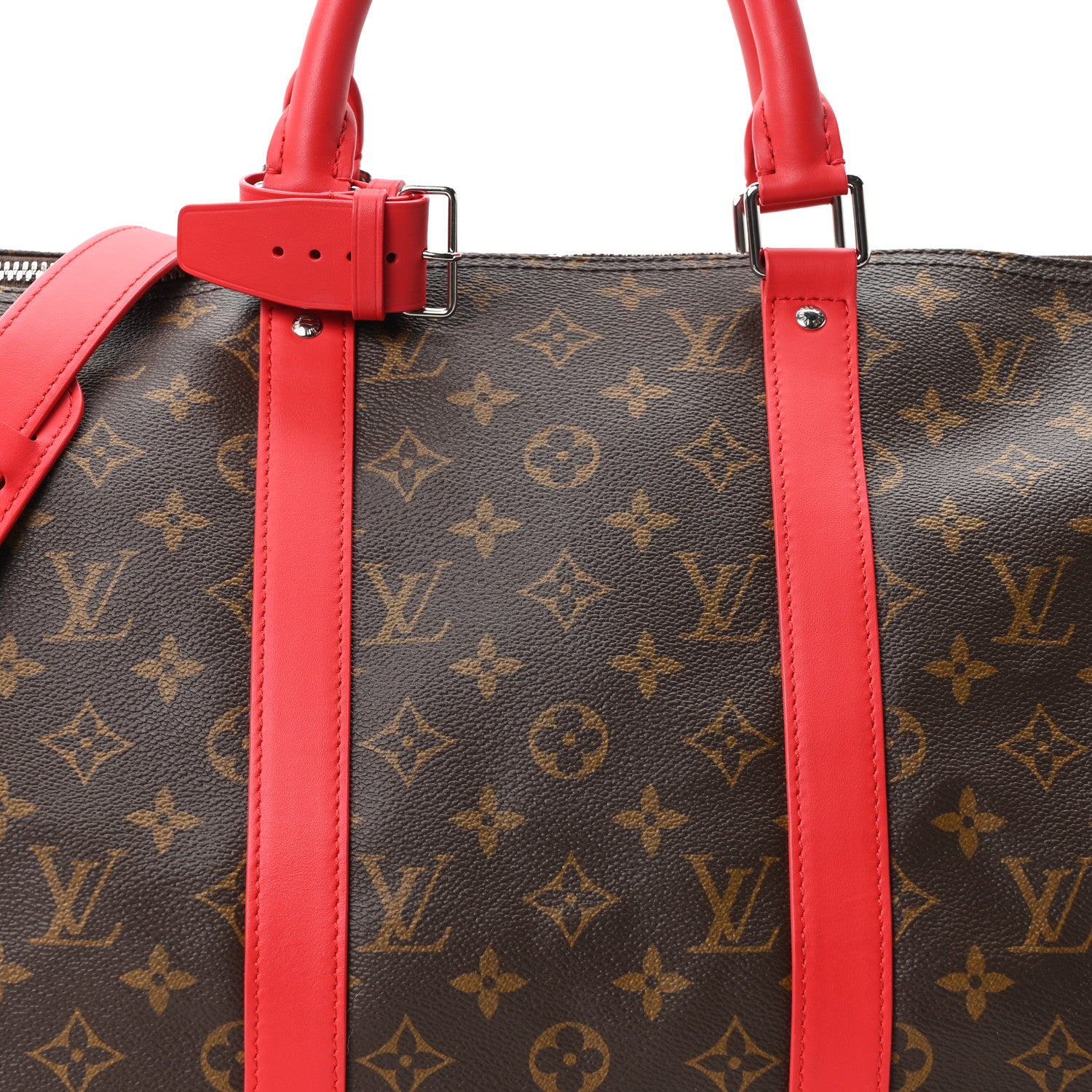 Louis Vuitton Calfskin Monogram Keepall Bandouliere 50 Coquelicot 6 of 8