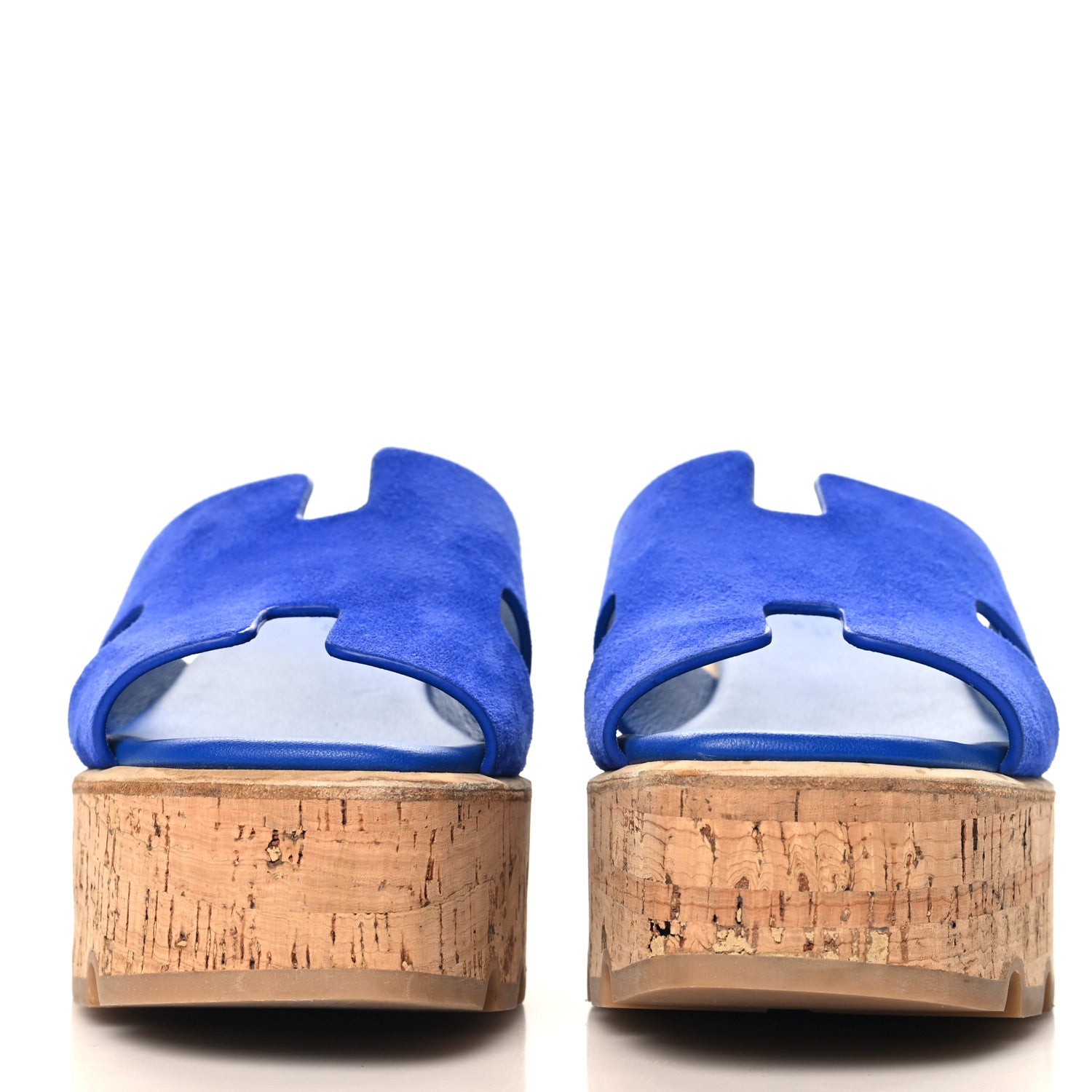Hermes Suede Goatskin Cork Eze 30 Sandals 38 Bleu Ocean 3 of 10