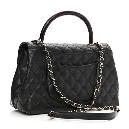 Chanel Caviar Lizard Embossed Quilted Small Coco Handle Flap Black 3 of 11