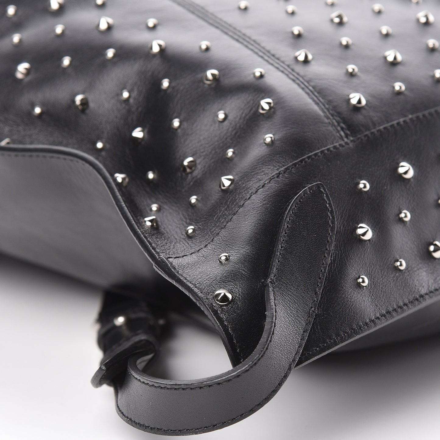 Calfskin Studded Padlock Backpack Black