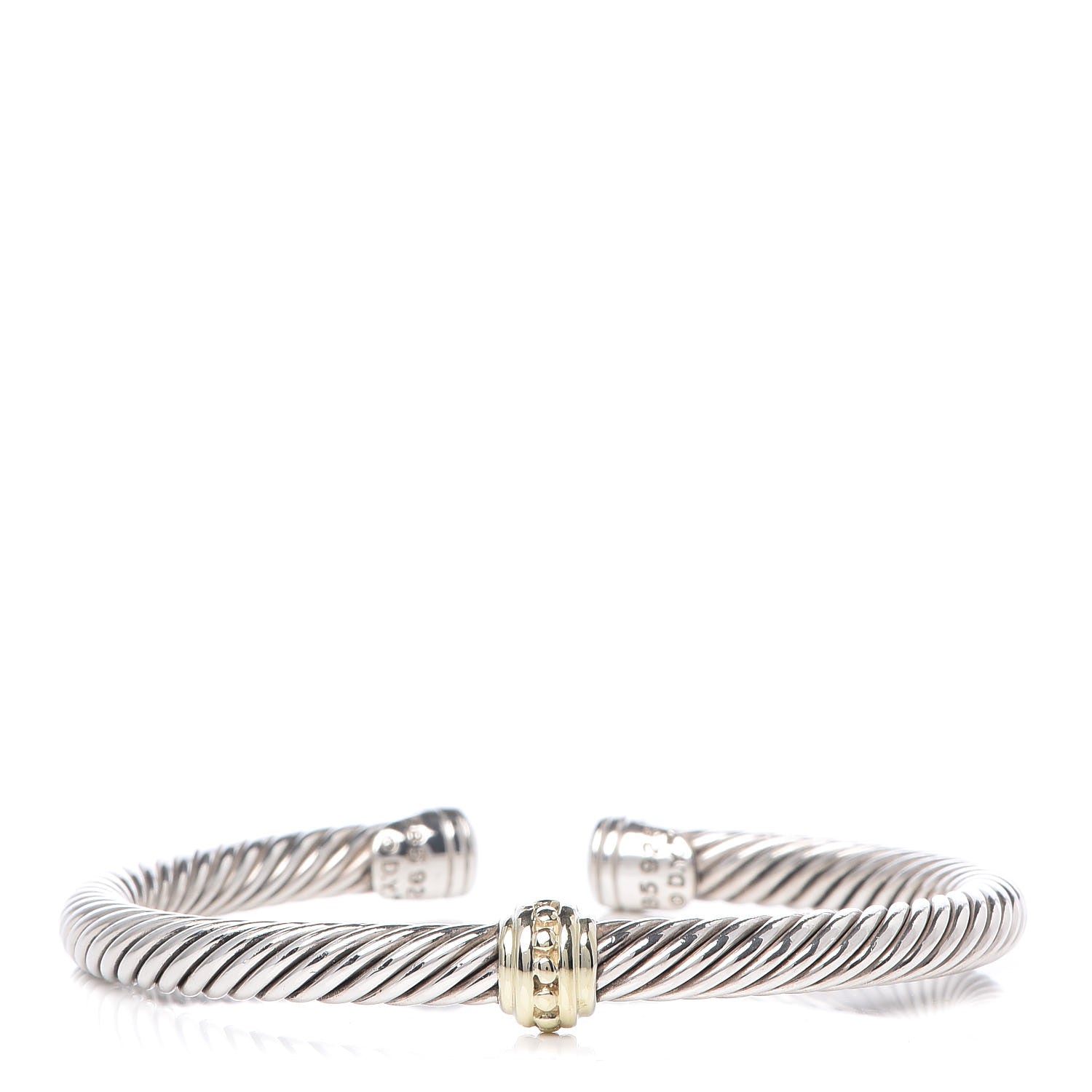David Yurman Sterling Silver 14K Yellow Gold 5mm Cable Classics Single Station Bracelet 1 of 4
