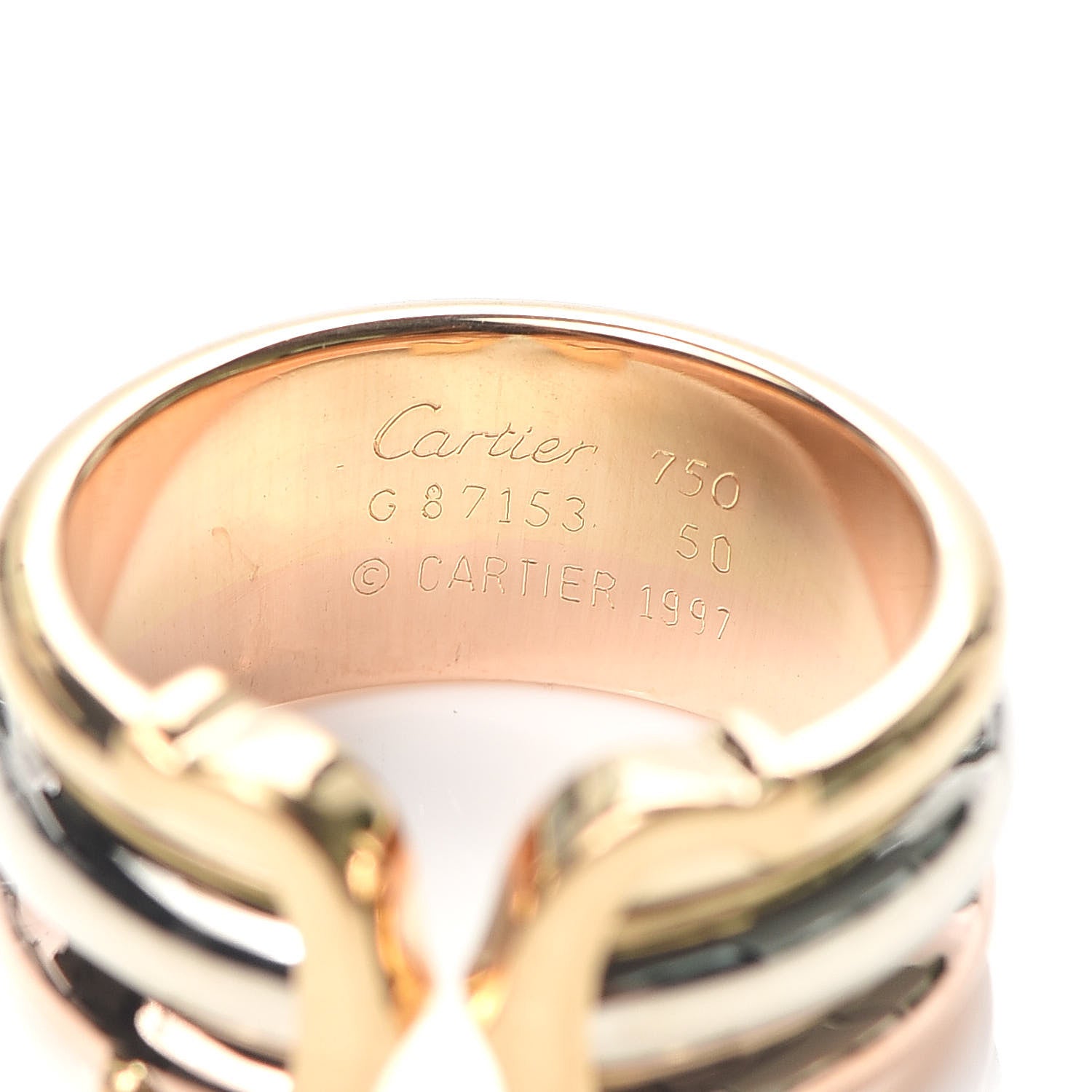 Cartier 18K Pink Yellow White Gold C De Ring 50 5.25 4 of 5