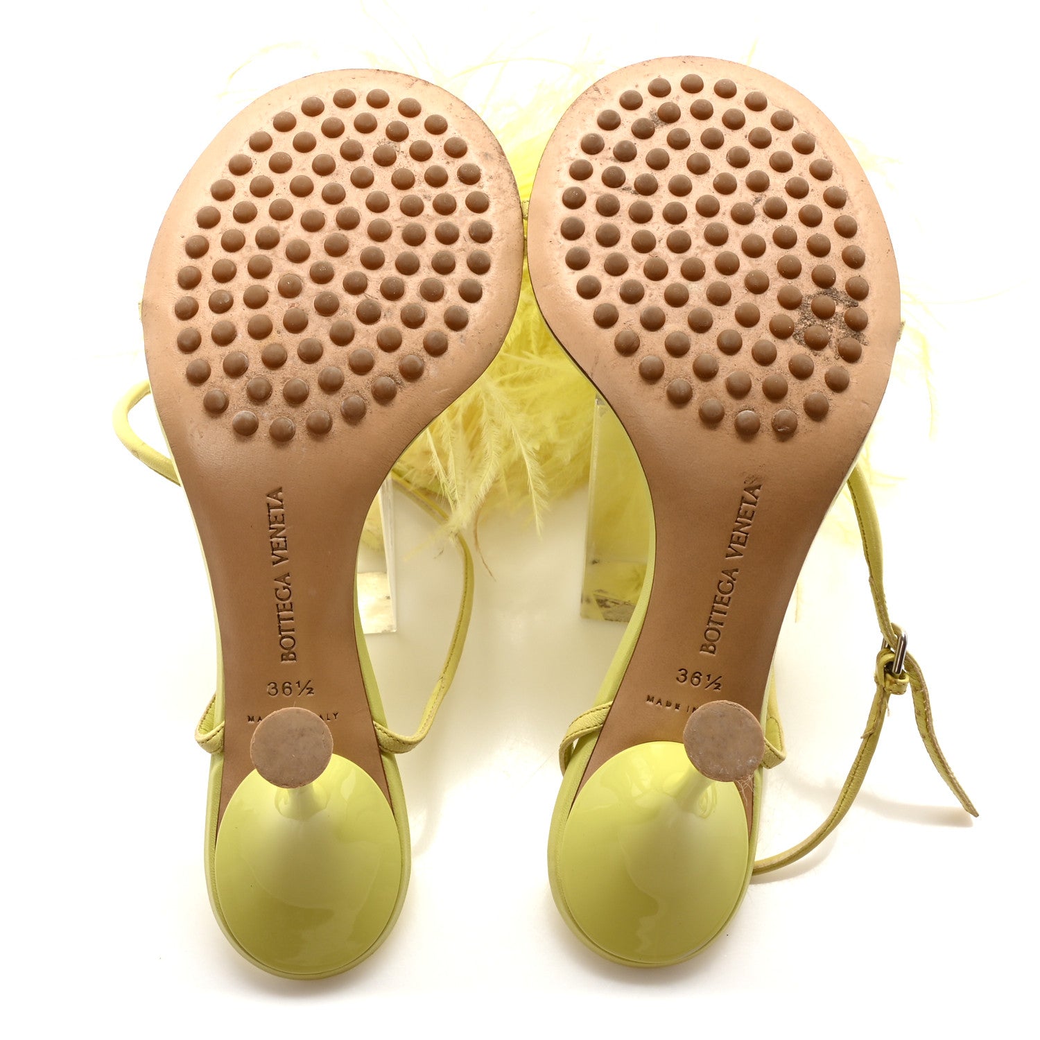 Bottega Veneta Lambskin Feather Dot Sandals 36.5 Seagrass 6 of 8