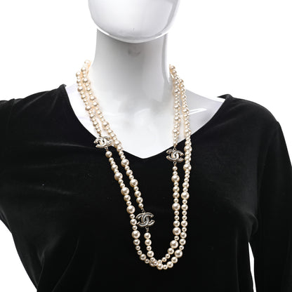 Chanel Graduated Pearl CC Long Necklace Gold 2 of 9