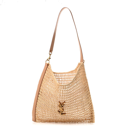 Saint Laurent Raffia Calfskin Oxalis Shoulder Bag Naturale Vintage Brown 1 of 9
