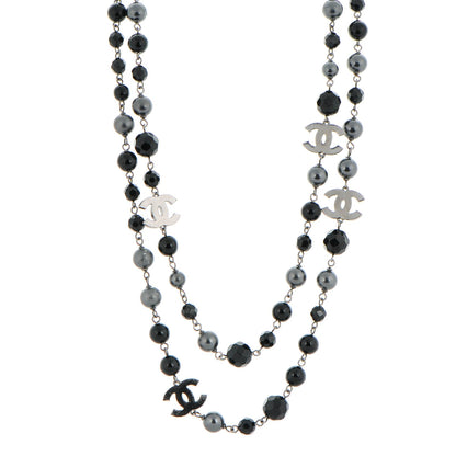 Chanel Ruthenium Bead CC Long Necklace Black 1 of 9
