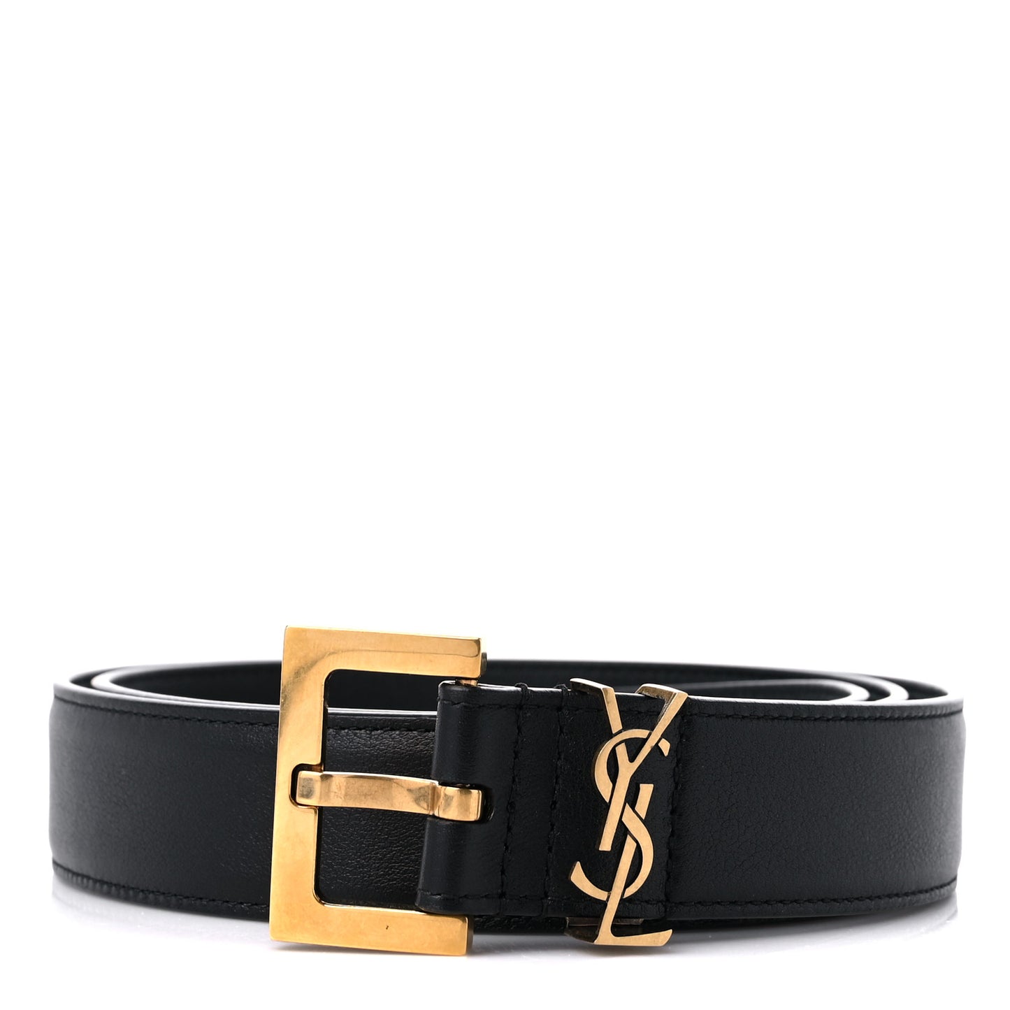 Smooth Calfskin Monogram Square Buckle Belt 90 36 Black