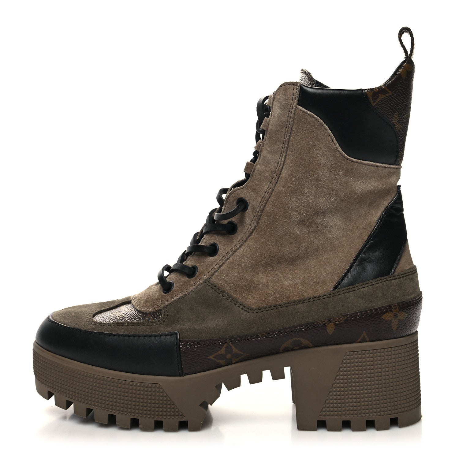 Louis Vuitton Suede Calfskin Monogram Laureate Platform Desert Boots 39 Taupe 1 of 8