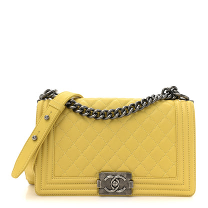 Chanel Calfskin Quilted Medium Boy Flap Yellow 1 of 14