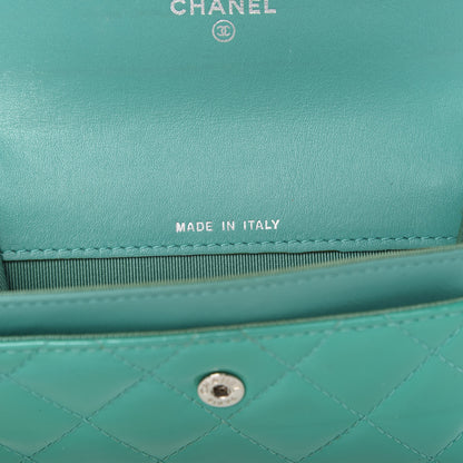 Chanel Patent Quilted Flap Card Holder Turquoise 9 of 11