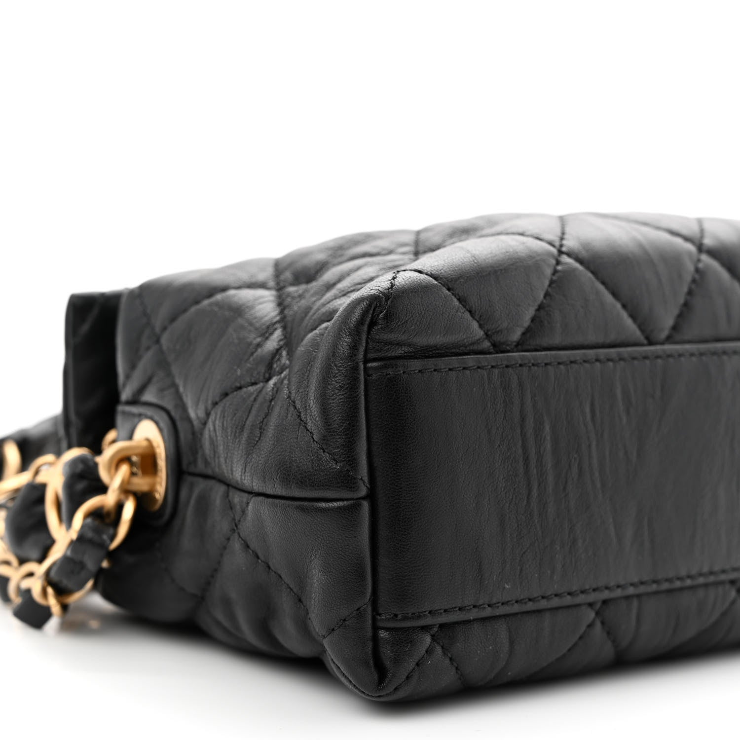 Chanel Crumpled Lambskin Quilted Small CC Links Shoulder Bag Black 9 of 11