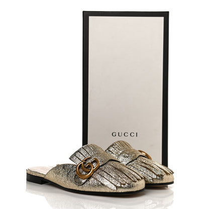 Gucci Galassia Womens GG Marmont Fringe Slippers 36.5 Platino 10 of 10