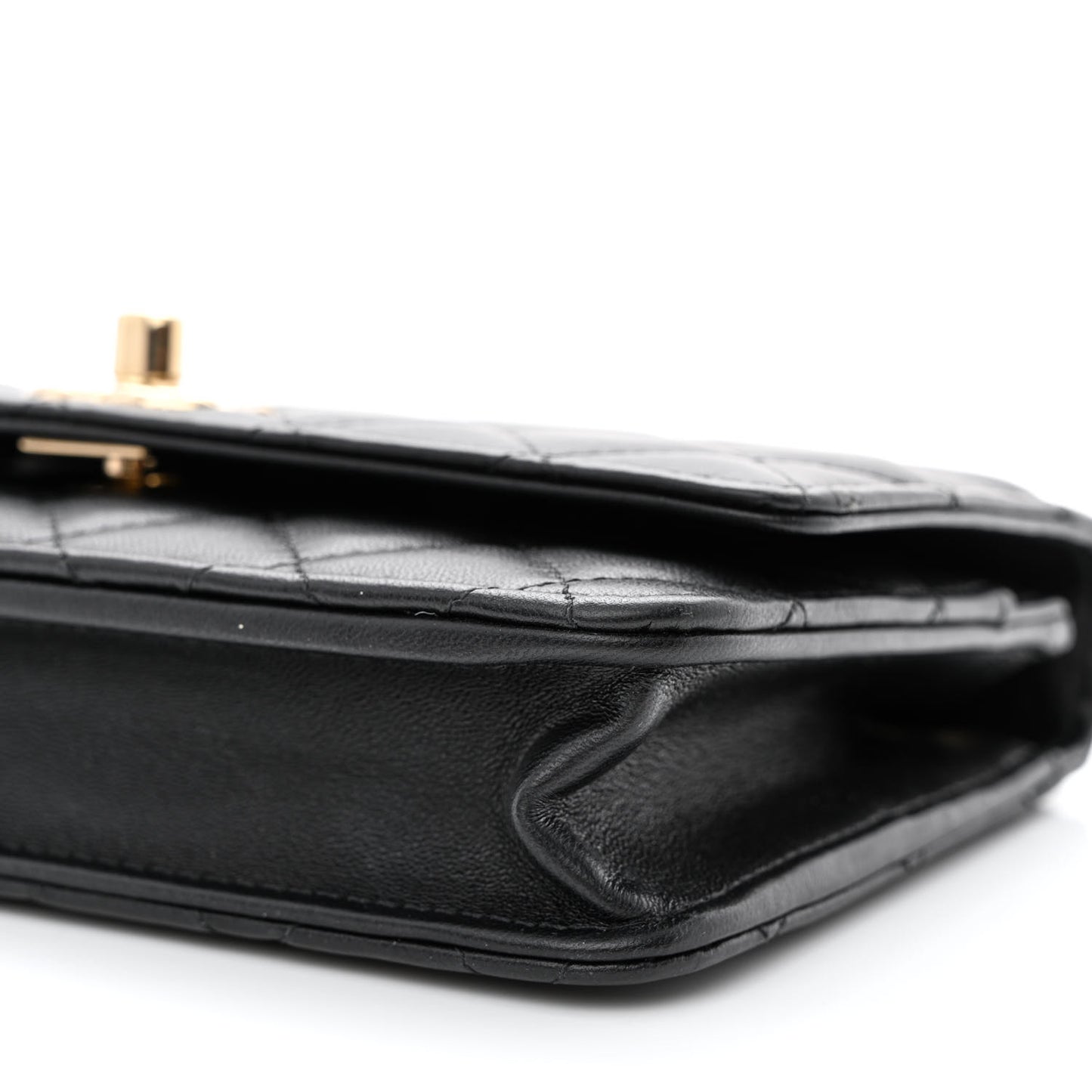 Lambskin Quilted Trendy CC Wallet On Chain WOC Black