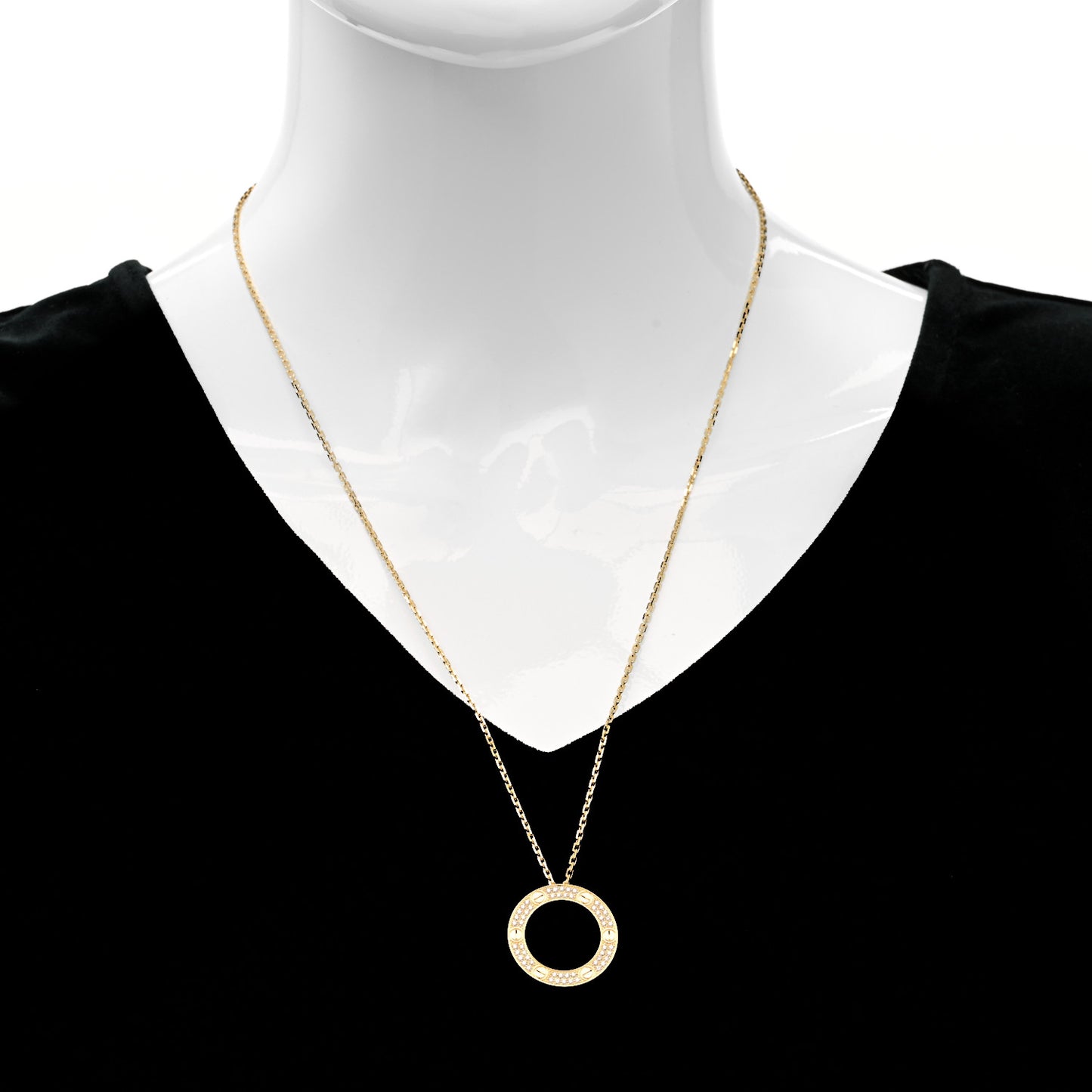 18K Yellow Gold Diamond LOVE Paved Necklace