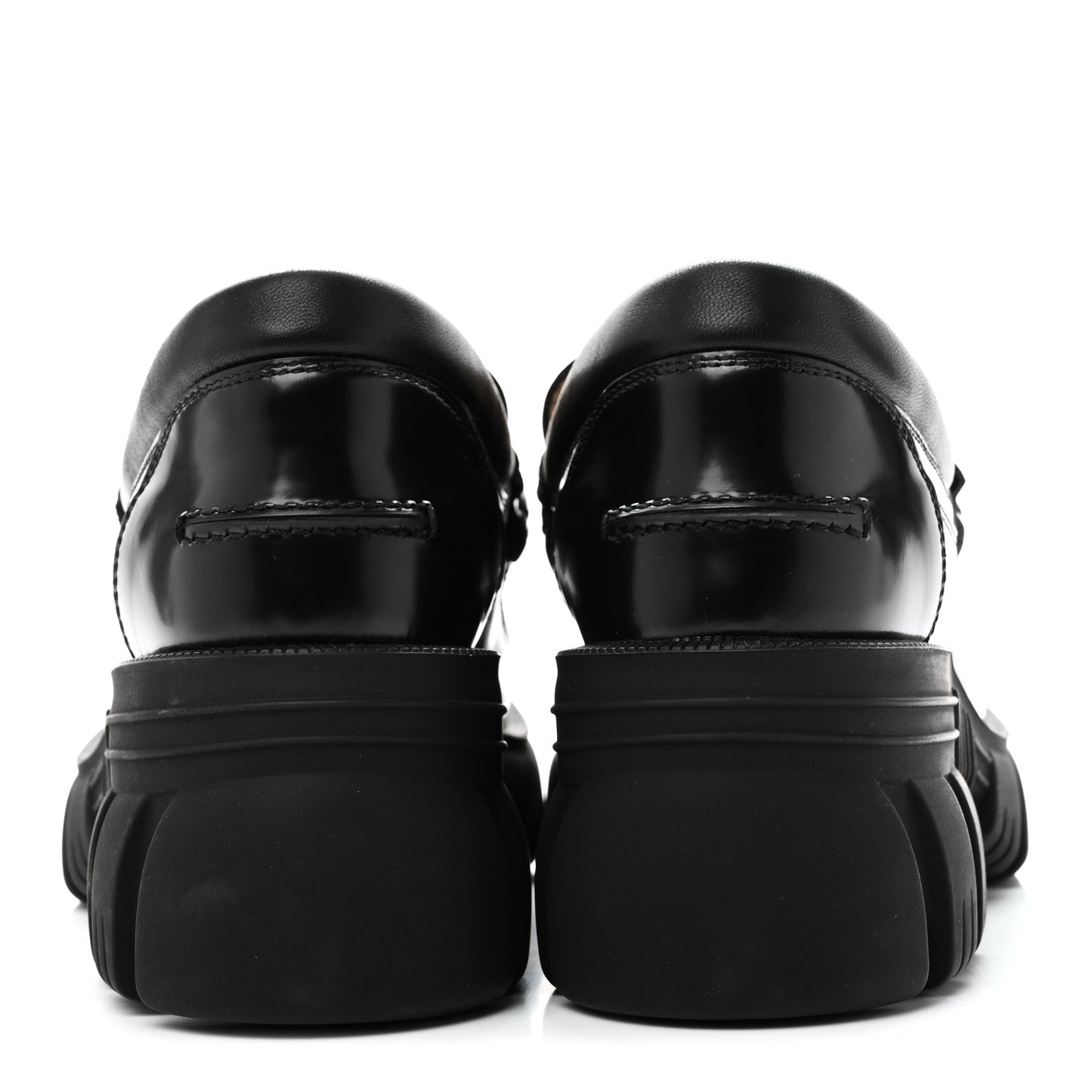 Magnum Calfskin Nappa Samoa Womens Horsebit Platform Chunky Lug Sole 40mm Loafers 40 Black