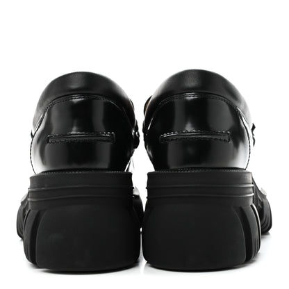 Gucci Magnum Calfskin Nappa Samoa Womens Horsebit Platform Chunky Lug Sole 40mm Loafers 40 Black 6 of 9