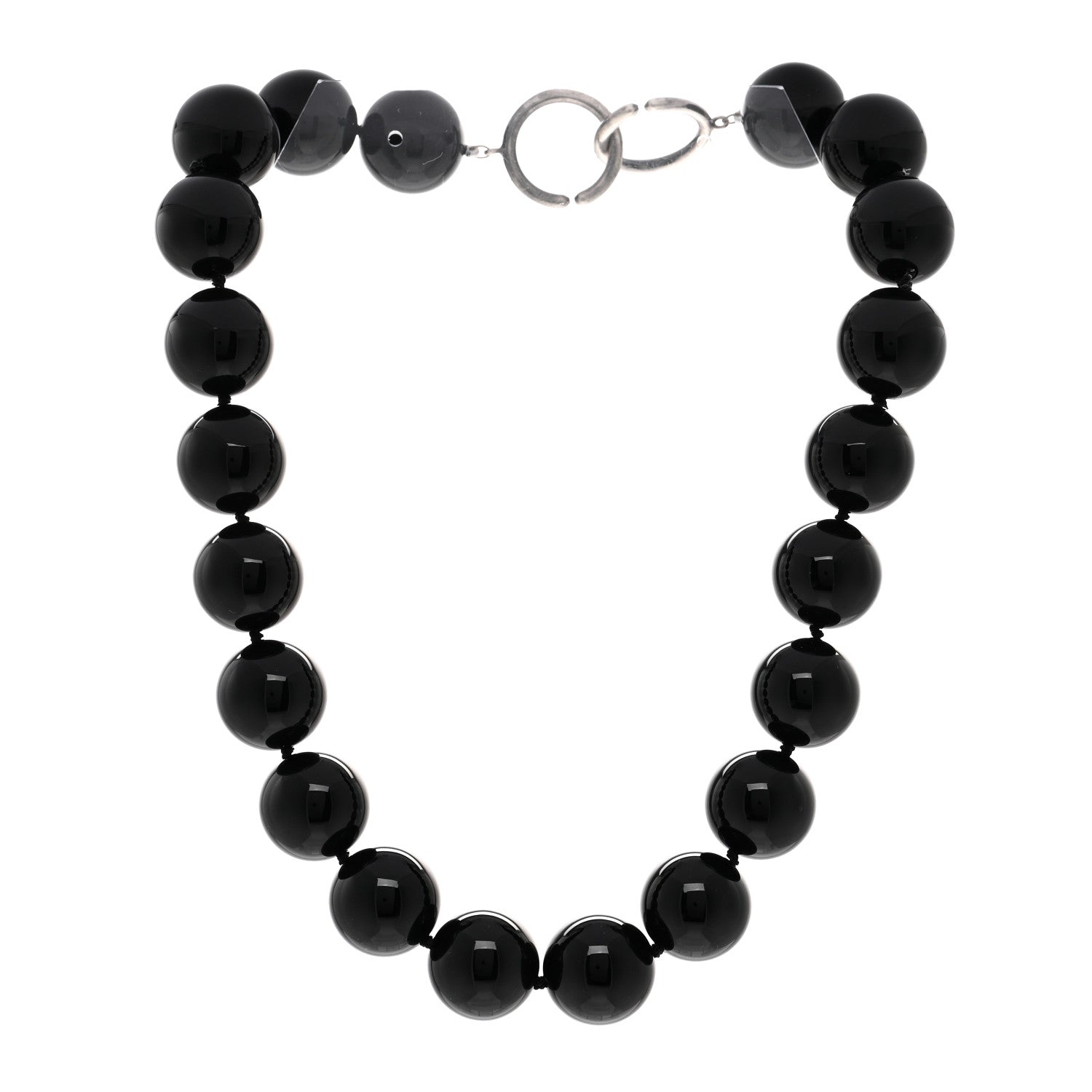 Tiffany Sterling Silver Black Onyx 18mm Paloma Picasso Bead Necklace 3 of 4