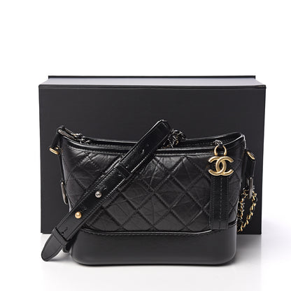 Chanel Aged Calfskin Quilted Small Gabrielle Hobo Black 10 of 10