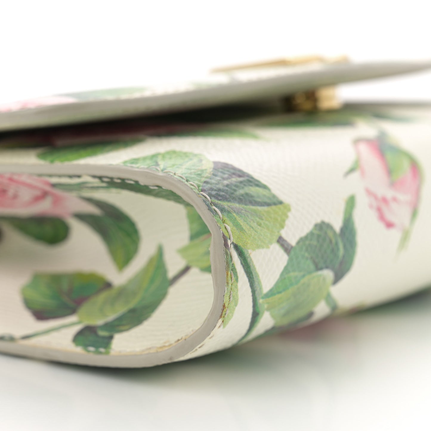 Dauphine Rose Print Wallet On Chain Pink