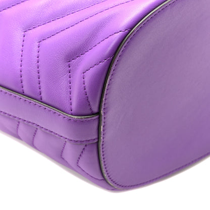 Gucci Calfskin Matelasse Sylvie Web GG Marmont Bucket Bag Purple 9 of 10