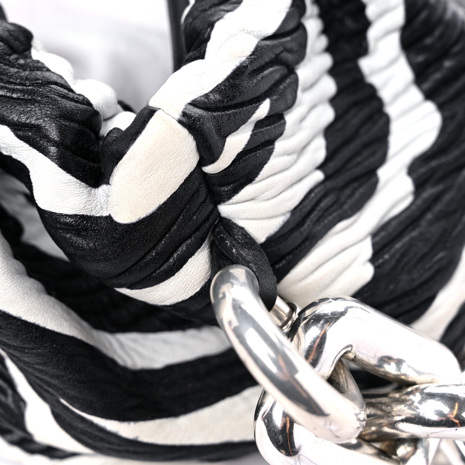 Bottega Veneta Nappa Zebra Print The Pouch Chain White Black 14 of 14