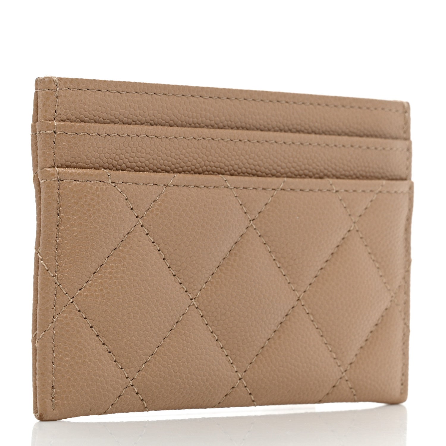 Chanel Caviar Quilted Crystal Card Holder Beige 3 of 9