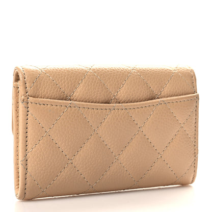 Chanel Caviar Quilted Flap Card Holder Wallet Beige 3 of 10