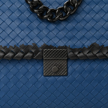 Bottega Veneta Nappa Intrecciato Glass Flap Bag Blue Black 7 of 9