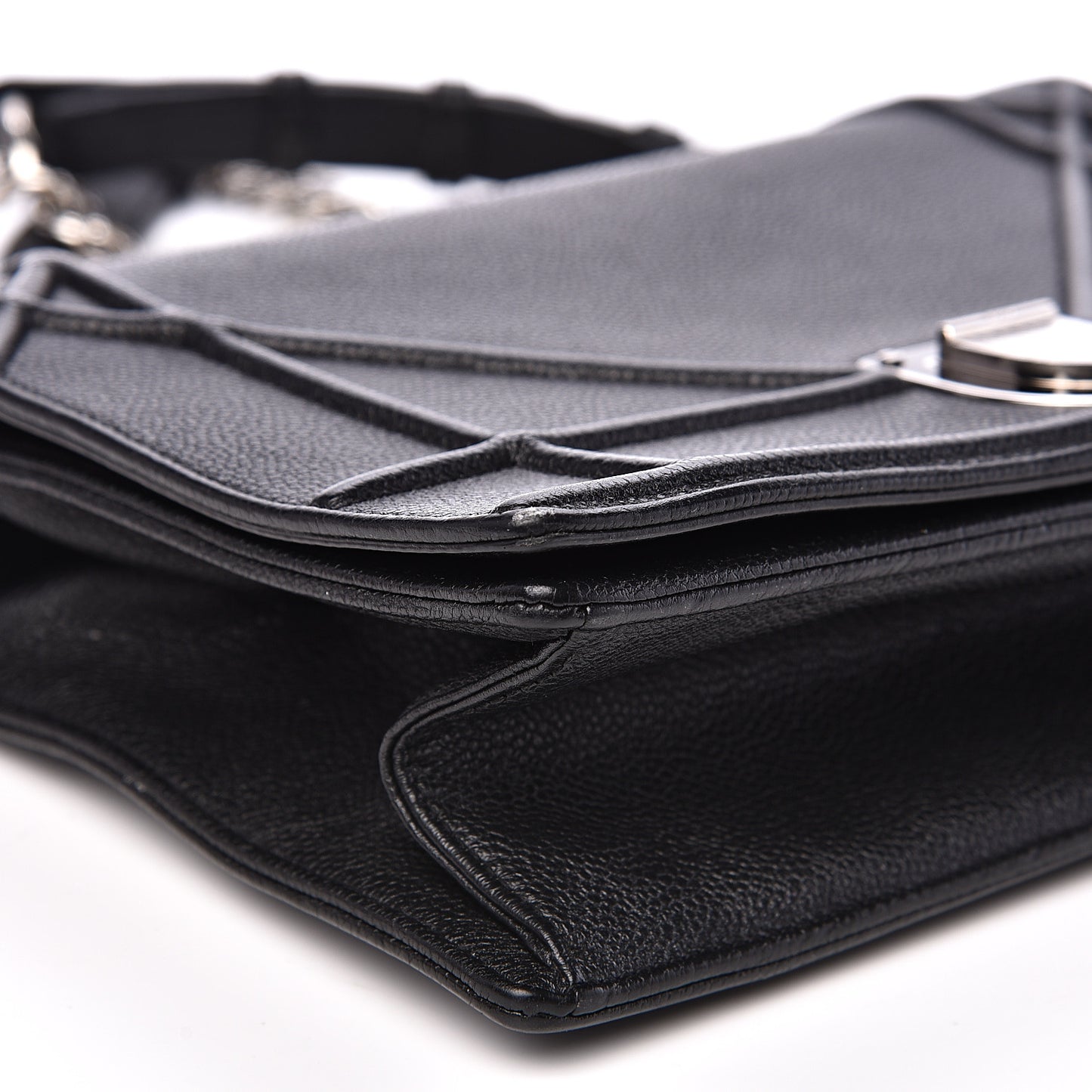 Grained Calfskin Medium Diorama Flap Bag Black