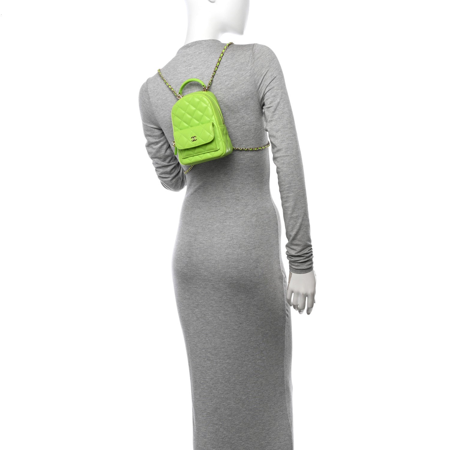 Chanel Caviar Quilted CC Mini Classic Backpack Neon Green 2 of 11