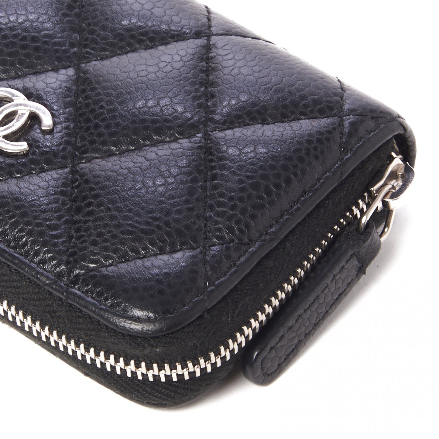 Caviar Quilted Zip Coin Purse Black