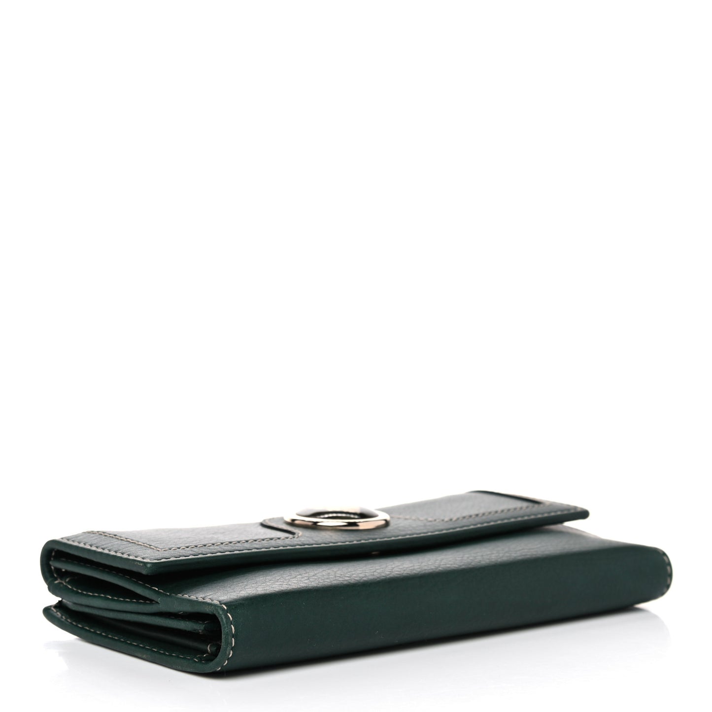 Calfskin Crest Continental Flap Wallet Green