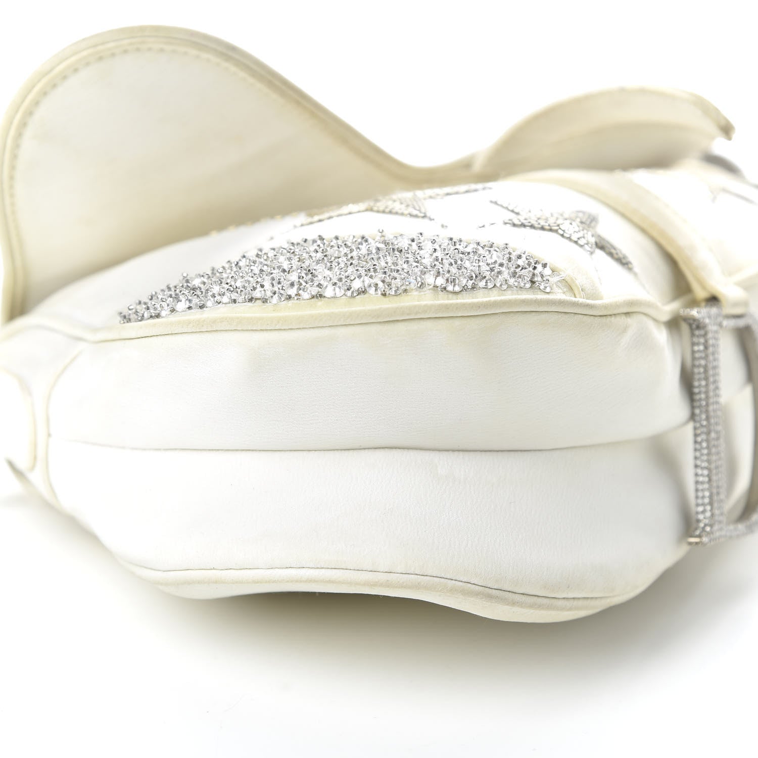 Christian Dior Satin Beaded Star Embroidered Hollywood Saddle White Multicolor 6 of 13