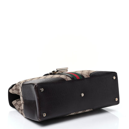 Gucci Monogram Web Top Handle Bag Dark Brown 3 of 6
